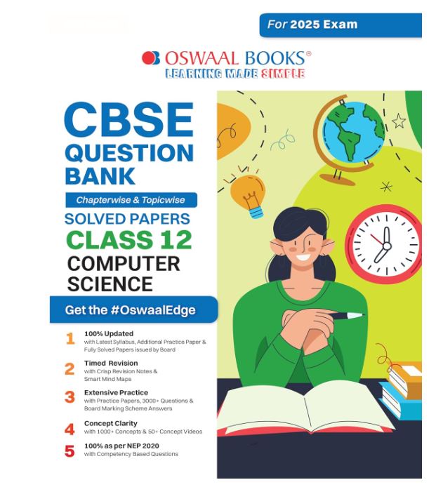 Oswaal CBSE Question Bank Class 12 Computer Science, Chapterwise and Topicwise Solved Papers For Board Exams 2025